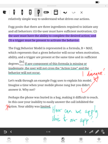 InQuill reader view with pen annotation